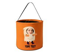 Personalised Halloween Tote Bag, Personalized Candy Bucket with Custom Name for Trick or Treat; Custom Goodie Bag for Kids, Personalised Party Favor Gift for Halloween (A)