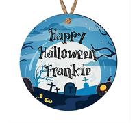 Personalised Halloween Tree Bauble: Spooky Decoration for Adult Halloween, Goth Alternative, Women & Children, Halloween Party, (Blue Spooky, Mdf Wood Indoor Use Only 9cm x 9cm)