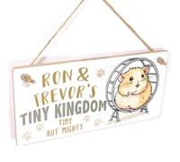 Personalised Hamster Cage/House Sign - Tiny Kingdom - Your Wording - Fully Customisable Text - Hanging Pet Bedroom Plaque - Tiny But Mighty - Custom Tagline