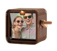 Personalised Hand Crank Photo Album with Music Playback | Custom Mini Photo Flip Book Frame with Light | Creative Mechanical Flipbook Gift for Couples, Family, Valentine’s Day, Christmas, Mother’s Day