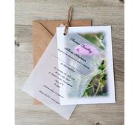 Personalised Handmade A6 Vellum Scottish Thistle Wedding/Evening Invitations with envelopes. (100)