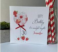 Personalised Handmade Birthday Card Female Girls Strawberry Cocktail 18th 21st 30th 40th 50th Daughter Mum Sister Friend