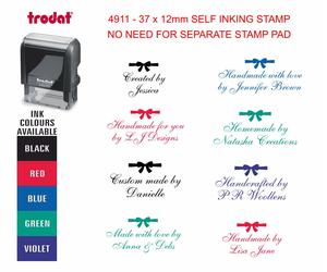 personalised handmade by self inking rubber stamp, logo, christmas cards, names