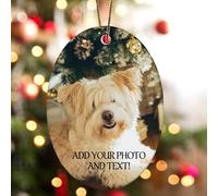 Personalised Handmade Ceramic Hanging Ornament - Custom Picture&Text Double-Sided Printing, Christmas Tree Ornament Xmas Decor, Gifts for Family Lover Friends Anniversary (Oval 01)