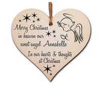 Personalised Handmade Christmas Hanging Wooden Heart Plaque Decoration Gift to Remember Lost Loved Ones festive bauble