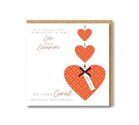 Personalised Handmade Coral/35th Wedding Anniversary Card, Friends, Daughter, Son, Mum and Dad, Auntie, Uncle, Couple, Nan, Grandad