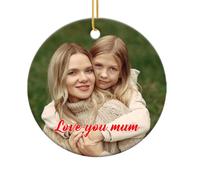 Personalised Handmade Mum Ornament Gift, Custom Round Photo Pendents for Mother, Personalised Gifts for Mummy Step Mom for Window Car Hanging