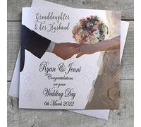 Personalised Handmade Wedding Card- Granddaughter & her Husband Wedding Hands by White Cotton Cards