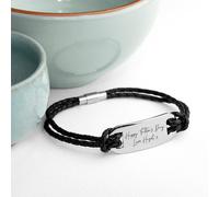 Personalised Handwriting Black Leather Bracelet