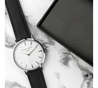 Personalised Handwriting Men's Black Leather Watch