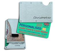 Personalised Handwritten Stainless Steel RFID Blocking Wallet - Etched Christmas Gift for Dads, Husbands, Sons & Him - with a Unique Custom Name or Meaningful Message (Elegant Style)