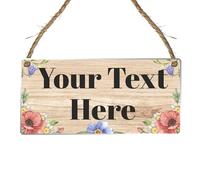 Personalised Hanging House Sign - Gift for Christmas, Anniversary, Wedding, Birthday, Father's Day - Couple Garden Sign - 10 Designs (Acrylic Indoor & Outside Use 19cm x 9cm, Flower Design)