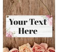 Personalised Hanging House Sign - Gift for Christmas, Anniversary, Wedding, Birthday, Father's Day - Custom Couple Garden Sign - 10 Designs (Mdf Wood Indoor Use Only 19cm x 9cm, Rose Design)