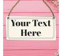 Personalised Hanging House Sign - Gift for Christmas, Anniversary, Wedding, Birthday, Father's Day - Custom Couple Garden Sign - 10 Designs (Acrylic Indoor & Outside Use 19cm x 9cm, Creme)