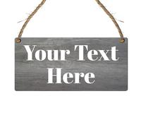 Personalised Hanging House Sign Plaque - Gift for Christmas, Anniversary, Wedding, Birthday, Father's Day - Couple Garden Sign - 10 Designs (Mdf Wood Indoor Use Only 19cm x 9cm, Dark Grey)