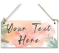 Personalised Hanging Plaque Your Custom Text Tropical Leaves Watercolour Decorative Wooden Door Wall Sign Home Decor Add Any Message
