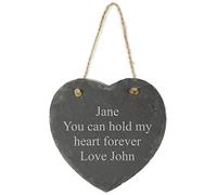 Personalised Hanging Slate Heart - 15cm - Any Message