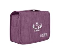 Personalised Hanging Toiletry Bag for Men and Women Travel Toiletry Bag with Logo and Name Large Wash Bag for Business Trip Vacation Overnight (Purple)