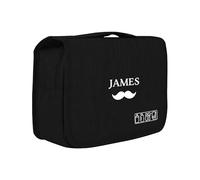 Personalised Hanging Toiletry Bag for Men and Women Travel Toiletry Bag with Logo and Name Large Wash Bag for Business Trip Vacation Overnight (Black)