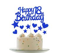 Personalised Happy 18th Birthday Cake Toppers Dark Blue Cake Decorations for Girls Boys Kid 18th Birthday Cake Cupcake Topper, Glitter Cakes Decoration for 18 Birthday Anniversary Party Supplies