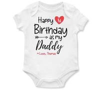 Personalised Happy 1st Birthday as My Daddy Babygrow Baby Boys Girls Custom Heart Vest Babies, 3-6 Months, White