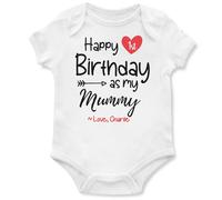 Personalised Happy 1st Birthday as My Mummy Babygrow Baby Boys Girls Custom Heart Vest Babies, 12-18 Months, White