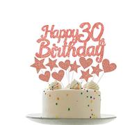 Personalised Happy 30th Birthday Cake Toppers RoseGold Cake Decorations for Women,Her,Lady 30th Birthday Cake Cupcake Topper, Glitter Cakes Banner Decoration for 30 Birthday Anniversary Party Supplies