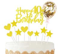 Personalised Happy 40th Birthday Cake Toppers Gold for Men,Women,Him,Her,Happy Birthday Sign for Cake,11p Glitter Cupcake Topper Cake Topper 40th Birthday Cake Decorations for 40th Birthday Party