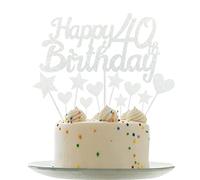 Personalised Happy 40th Birthday Cake Toppers Silver Cake Decorations for Men,Women,Him,Her 40th Birthday Cake Cupcake Topper, Glitter Cakes Decoration for 40 Birthday Anniversary Party Supplies