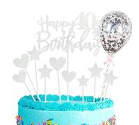 Personalised Happy 40th Birthday Cake Toppers Silver for Men,Women,Him,Her,Happy Birthday Sign for Cake,11p Glitter Cupcake Topper Cake Topper 40th Birthday Cake Decorations for 40th Birthday Party