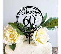 Personalised Happy 60th Birthday Bow Acrylic Cake Topper, Customised Cake Decoration, 60th Birthday Party Decor, Sixty