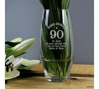 Personalised Happy 90th Birthday Bullet Glass Decorative Vase - 90th Birthday Gift for Him or Her