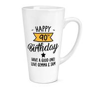 Personalised Happy 90th Birthday Yellow Banner 17oz Large Latte Mug Cup