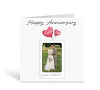 Personalised Happy Anniversary Card & Metal Keepsake Gift | Custom Photo Greeting Card | Custom Printed with Date, Initials, Image & Love Message