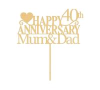 Personalised Happy Anniversary Wooden Cake Topper with Custom Year & Name - Personalised anniversary Wooden Cake Topper by 3 LITTLE DESSERTS - Custom Year & Name - Wood Toppers