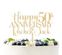 Personalised Happy Anniversary Wooden Cake Topper with Custom Year & Name - Personalised Anniversary Wooden Cake Topper by 3 LITTLE DESSERTS - Custom Year & Name - Wood Toppers