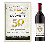 Personalised Happy Birthday Anniversary Wine Champagne Bottle Sticker Label, Vintage Theme, 92mm x 130mm, Custom Made