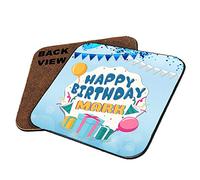 Personalised Happy Birthday Any Name Designed Special Awesome Birthday Gift for Him/Her, Men/Women Christmas Stocking Filler Unique Coasters. (Square Coaster MDF - 9.2 cm X 9.2 cm X 0.3 cm)