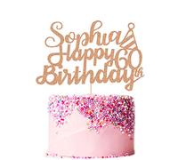 Personalised Happy Birthday Cake Topper All Ages Birthday Party Decoration. Custom Any Name and Age 16th, 18th, 21st, 30th, 40th, 50th, 60th, 80th Multipul Colours Double Sided Glitter Card