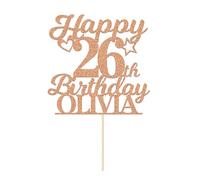 Personalised Happy Birthday Cake Topper Birthday Cake Toppers Gifts for Women Men Custom Glitter Cake Topper with Any Name & Age for 18th 21st 30th 40th 50th 60th Cake Decorations(Rose Gold)