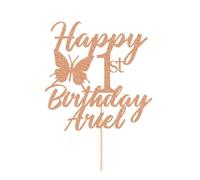 Personalised Happy Birthday Cake Topper Cake Decorations Birthday Cake Toppers Gifts Custom Double-Sided Glitter Cake Toppers with Any Age & Name for 1st 3rd 18th 21st 30th 40th(Rose Gold)