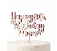 Personalised Happy Birthday Cake Topper - Custom Name & Age Wooden Decoration, 3mm Thick with Food Safe Sleeve, Kids, Adult Cakes 1st 16th 18th 30th 40th 50th 60th (Rose Gold, 9 Inches (Width))