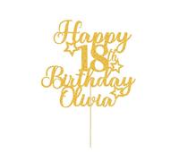 Personalised Happy Birthday Cake Topper Party Cake Decoration Customised with Any Age Name Cake Toppers for Men Boys Women Girls 16th 18th 20th 21st 30th 40th 50th 60th(Gold)