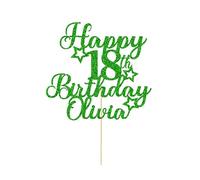 Personalised Happy Birthday Cake Topper Party Cake Decoration Customised with Any Age Name Cake Toppers for Men Boys Women Girls 16th 18th 20th 21st 30th 40th 50th 60th(Green)