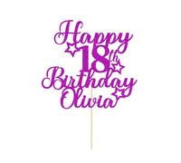 Personalised Happy Birthday Cake Topper Party Cake Decoration Customised with Any Age Name Cake Toppers for Men Boys Women Girls 16th 18th 20th 21st 30th 40th 50th 60th(Purple)