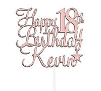 Personalised Happy Birthday Custom Acrylic Cake Topper by KreateSquare | Any Name & Any Age Acrylic Cake Decoration in Rose Gold