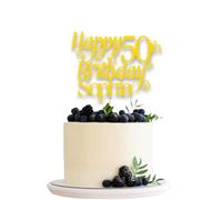 Personalised Happy Birthday Glitter Card Cake Topper by 3 LITTLE DESSERTS - Custom Age & Name - Birthday Cardstock Toppers - Milestone Birthday Cake Decoration (GOLD)