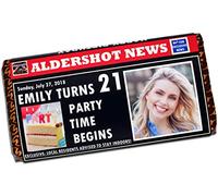 Personalised Happy Birthday Milk Chocolate Bar Spoof Newspaper 18th 21st 30th 40th 50th N40 Any Age