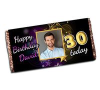 Personalised Happy Birthday Photo Milk Chocolate Bar 18th 21st 30th 40th 50th Birthday Present Idea for him her N99 Any Age