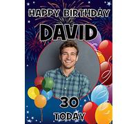 Personalised Happy Birthday Photo Poster Banner Decoration N5 Any Age 18th 21st 30th 40th 50th 60th 70th (A2 (42cm x 59.4cm))